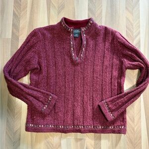 Woolrich Deep Red Knit Sweater quarter zip Size M